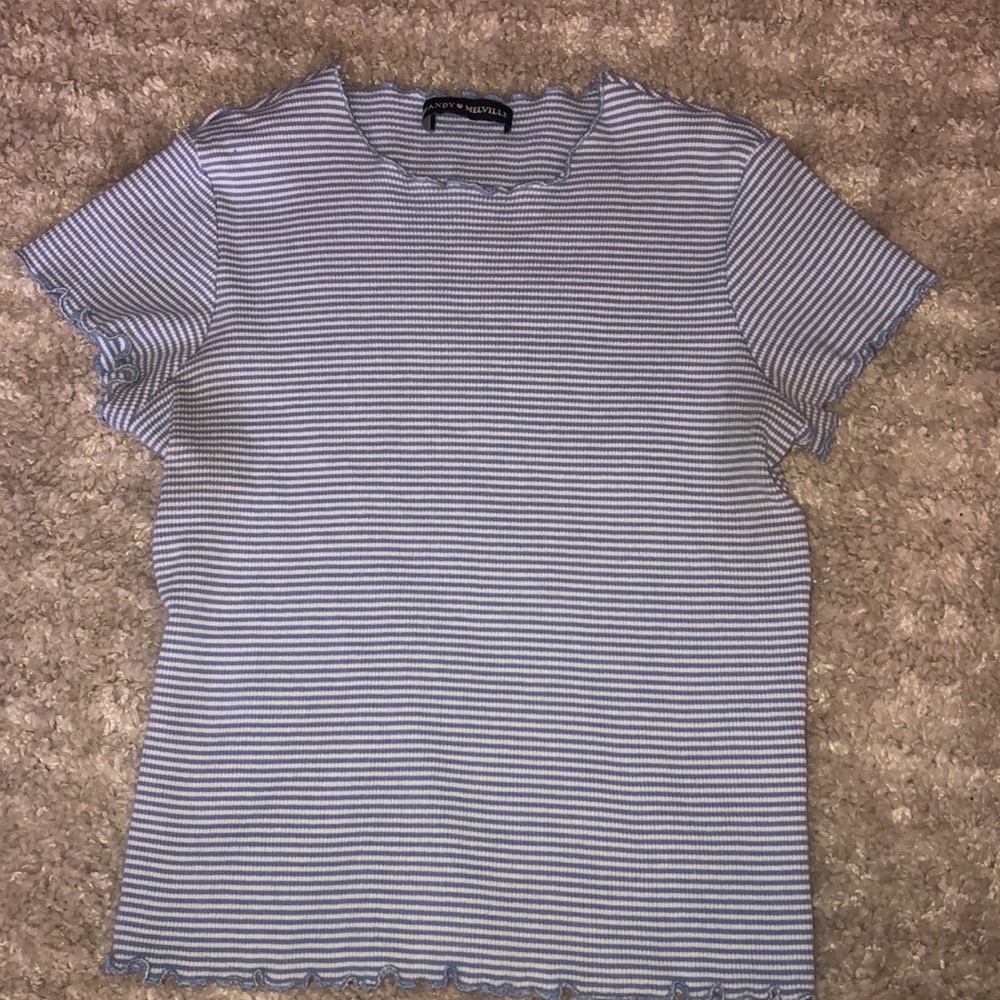 Brandy Melville Blue striped cropped t shirt
